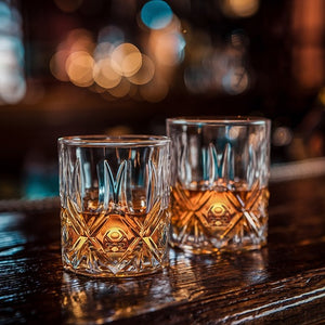 Set of 2 lead free, crystal whiskey glasses
