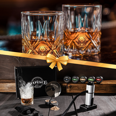 Premium food and rink infuser and crystal whiskey glass bundle gift set