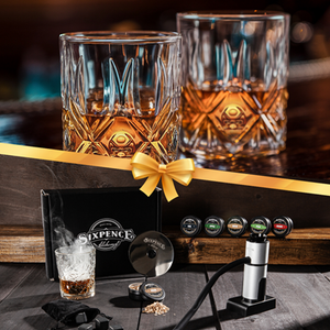 Premium food and rink infuser and crystal whiskey glass bundle gift set