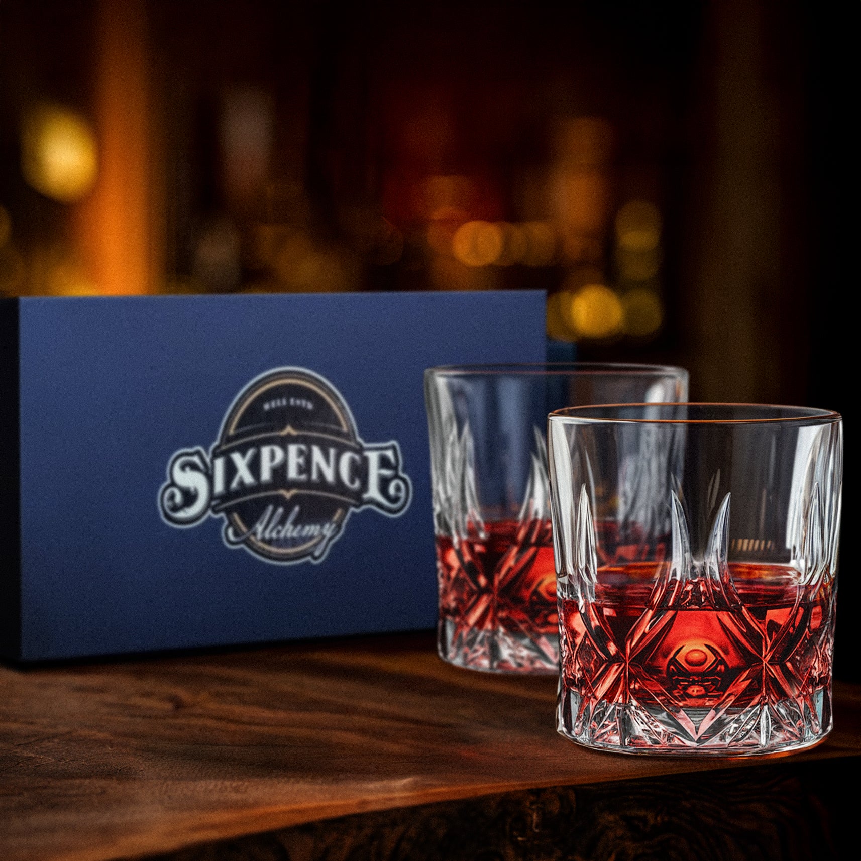 Sixpence Alchemy 2 set whiskey glasses with beautiful gift box